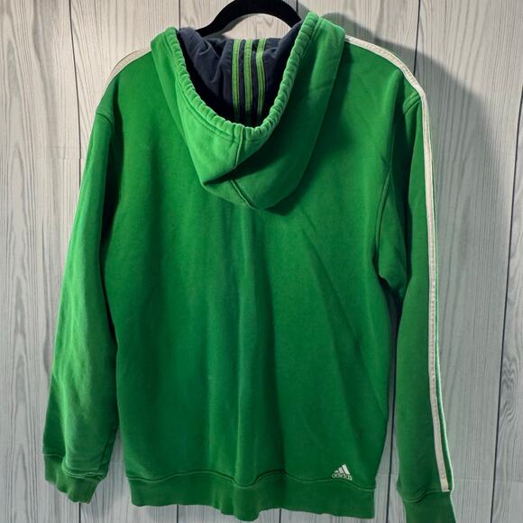 Adidas Vintage Logo Full Zip Striped Hoodie Green Mens Large - Picture 4 of 10